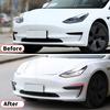 Front Fog Lamp Eyebrow Wind Knife For Tesla Model 3 Y 2016-2023 ABS Glossy Black Fog Lamp Trim Carbon Look Blade Trim Light