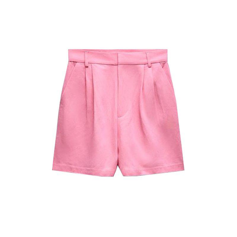 Spring New Split Vest 5320767 High Waist Linen Blended Shorts Female 3152503 1255430