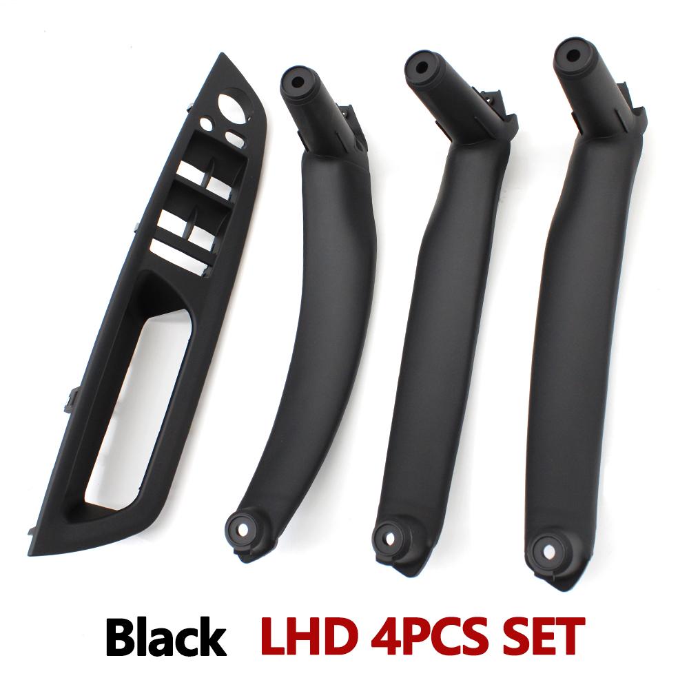 4PCS Set Car Front Driver Door Handle Armrest Cover Interior Door Pull Handle Panel Trim Cover For BMW X5 X6 E70 E71 2007-2013