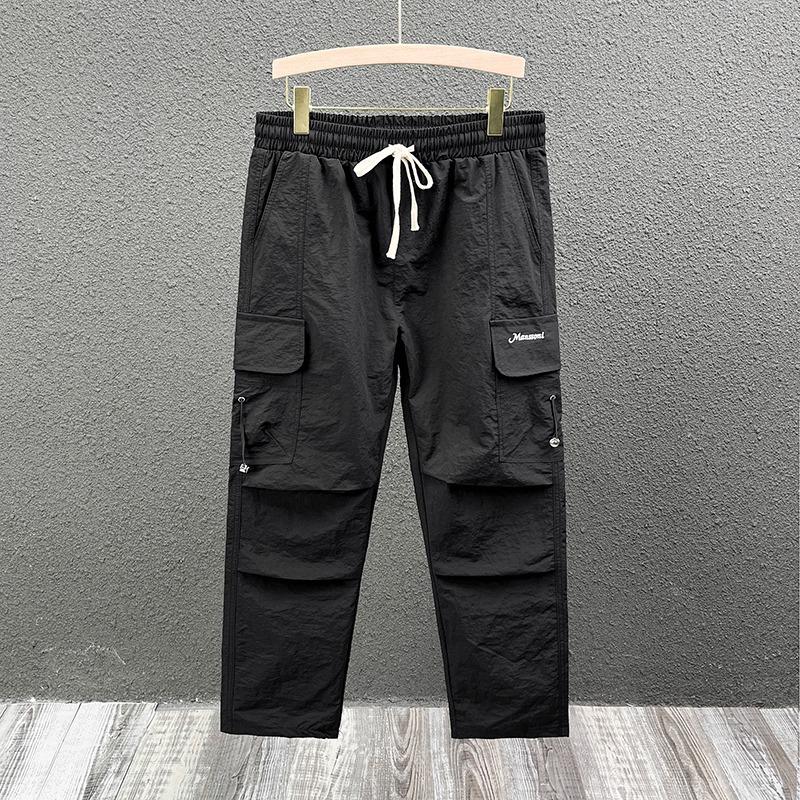 

Нишевый плиссированный дизайн Повседневные брюки для мужского нового стиля Красивые свободные рабочие брюки 2XL