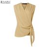 ZANZEA Women Casual V-Neck Side Lace Up Summer Sleeveless Vest Tops