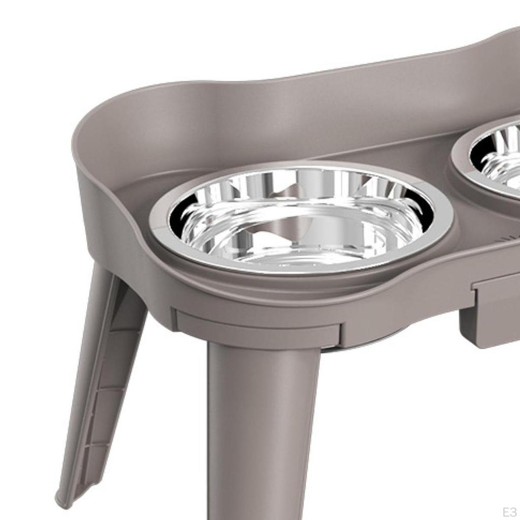 Elevated Dog Bowls Double Raised Anti Slip Feet Dish 2 Stainless Steel for Small Medium