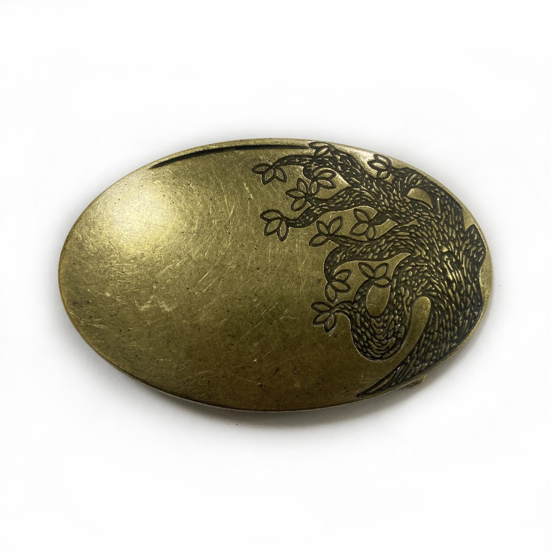 Tree of Life Alloy Belt Buckle - Plant Pattern, Round Snap Design