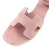 Excellent HERMES Sandals Espadrilles Elda Ankle Strap Suede Leather Pink 36 Used