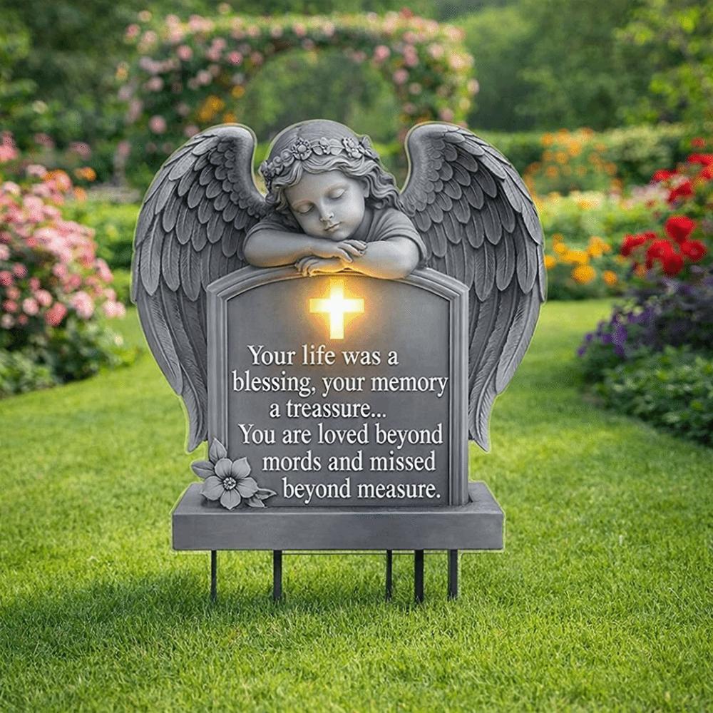 UV-Resistant Angel Garden Stake Angel Shaped Memorial Cherub Yard Sign Adding Solemn Atmospheres