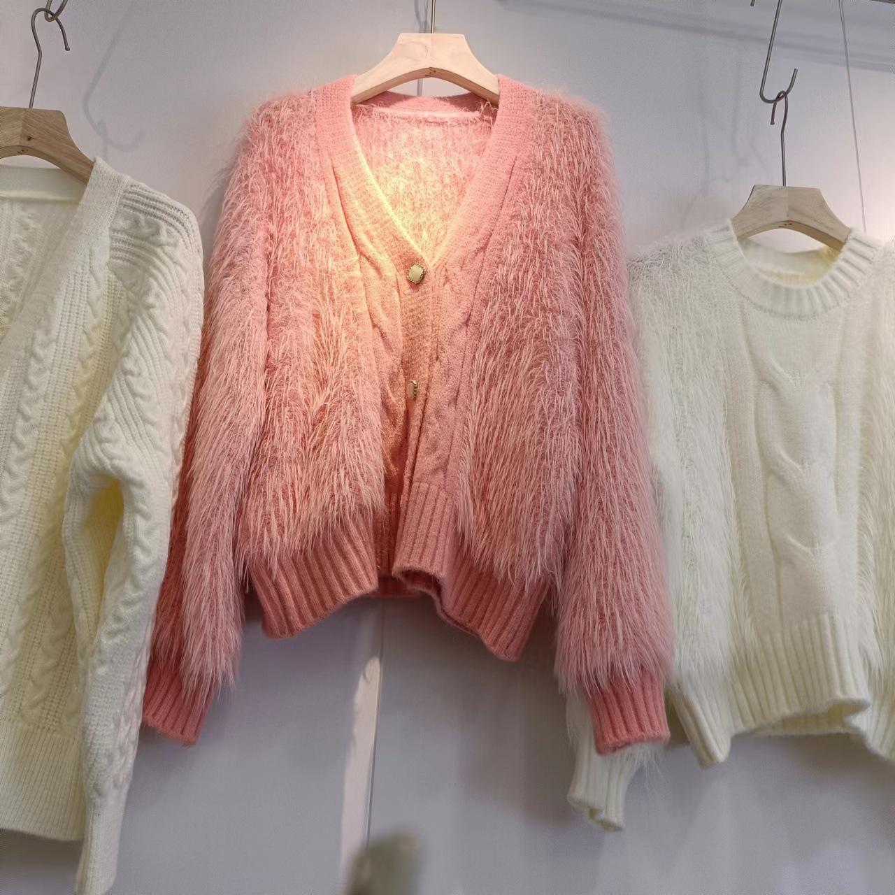 

Осень и зима кардиган из искусственной норки свитер женская одежда мода флисовая куртка женская высококлассная светская львица One Size F