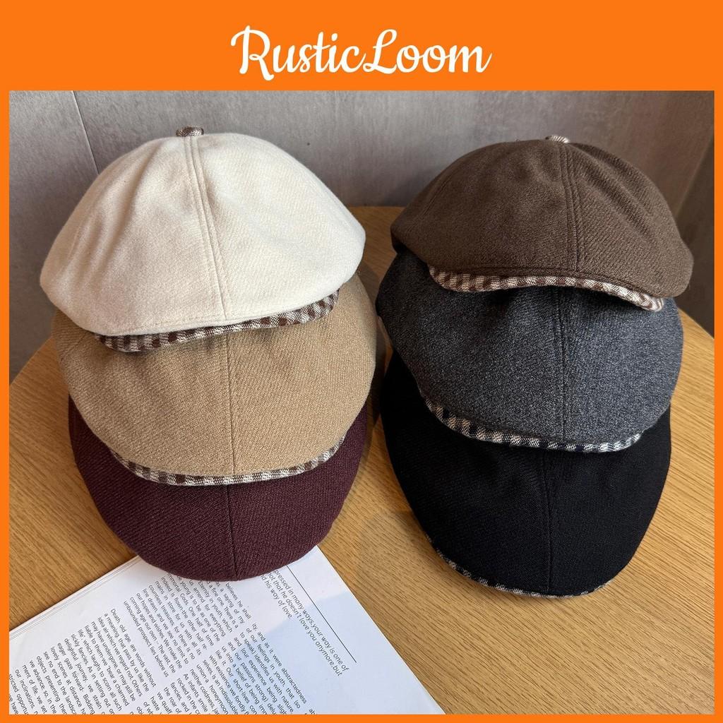 Stylish Cap Newsboy Women Casual Breathable Beret Hat With Plaid Brim Wide