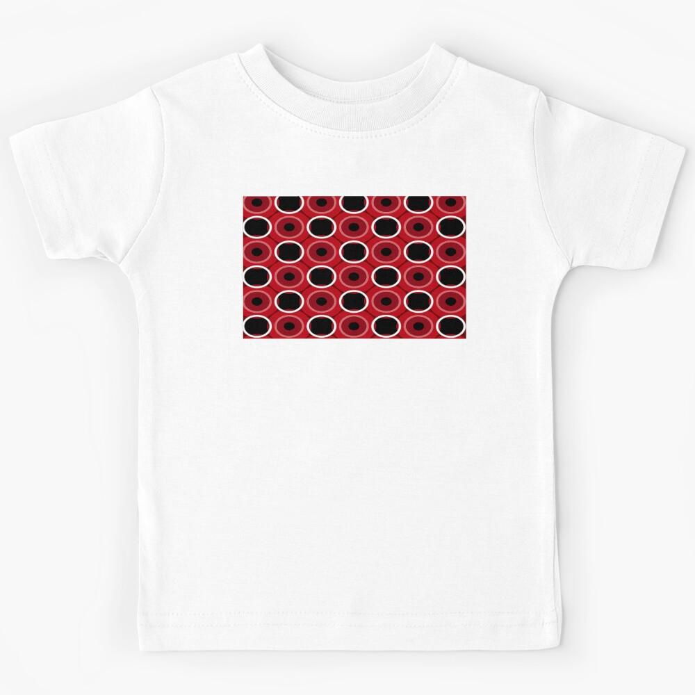 BIG RED POLKA DOTS WITH WHITE LIGHT PINK AND BLACK CIRCLES BY OZCUSHIONSTOO Kids T-Shirt 100