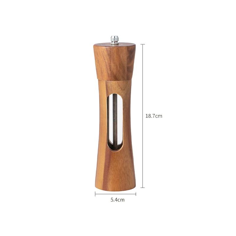 Salt and Pepper Grinder Set 8 Inch Wooden Mills with Storage Base Adjustable Ceramic Steel Core Spice Shakers Manual Grinder