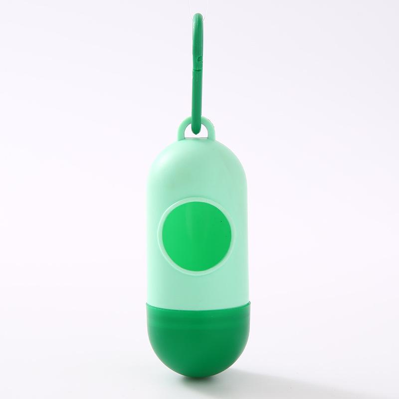 Portable Pet Waste Bag Dispenser Pill Shape Bullet-Shaped Garbage Box Cats Dogs Poop Extractive Clean-Up Bags Outside Walking
