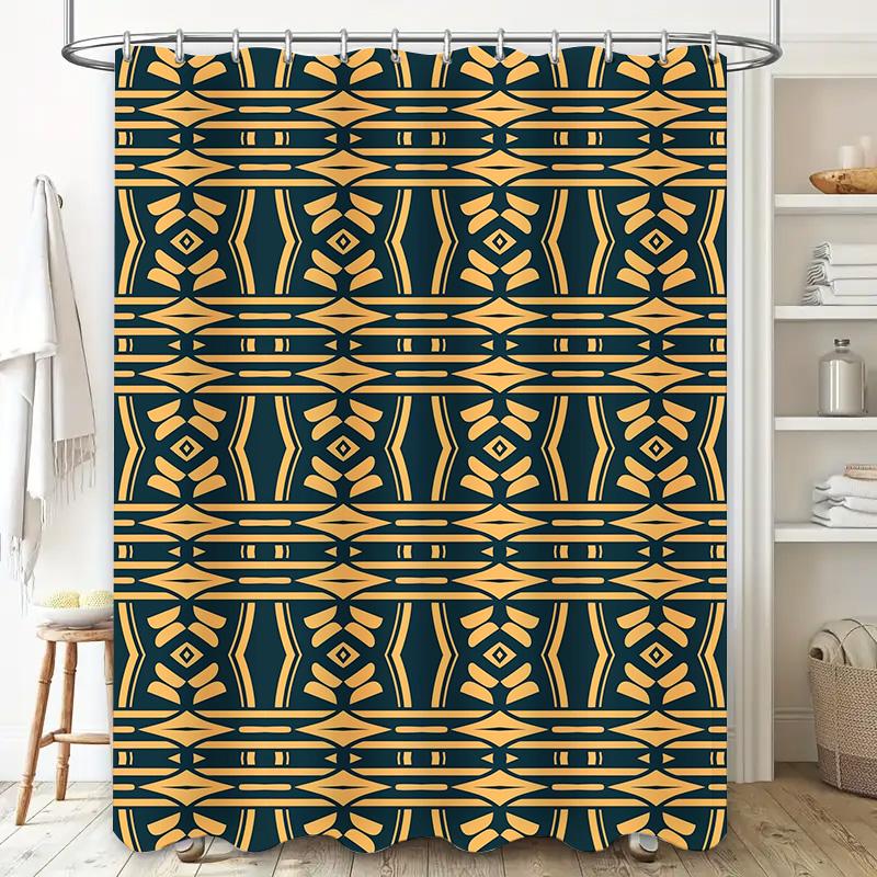 Unique Pattern Shower Curtain Blue Yellow Colorful Design Fabric Waterproof Bath Decor Home Accessories Customizable Size 69 x 7