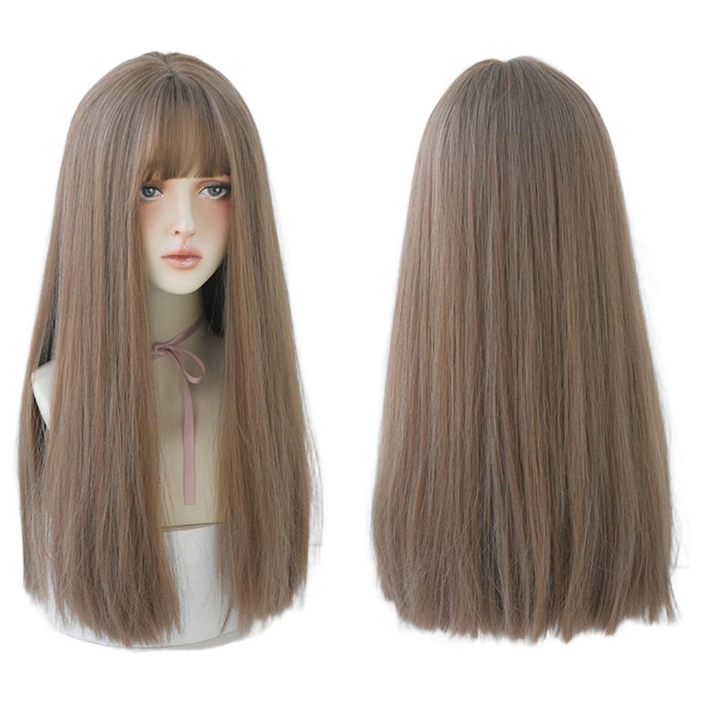 Realistic Long Straight Wig for Women Soft Breathable Natural Look Synthetic Hair Cosplay Props Daily Wear Hairstyle Accessory Party