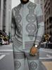 1116 Spring and Autumn Men's Men's Suit 1D Printed African Ethnic Style Stand-Up Neck Long Sleeve Pants Shirt Hugh