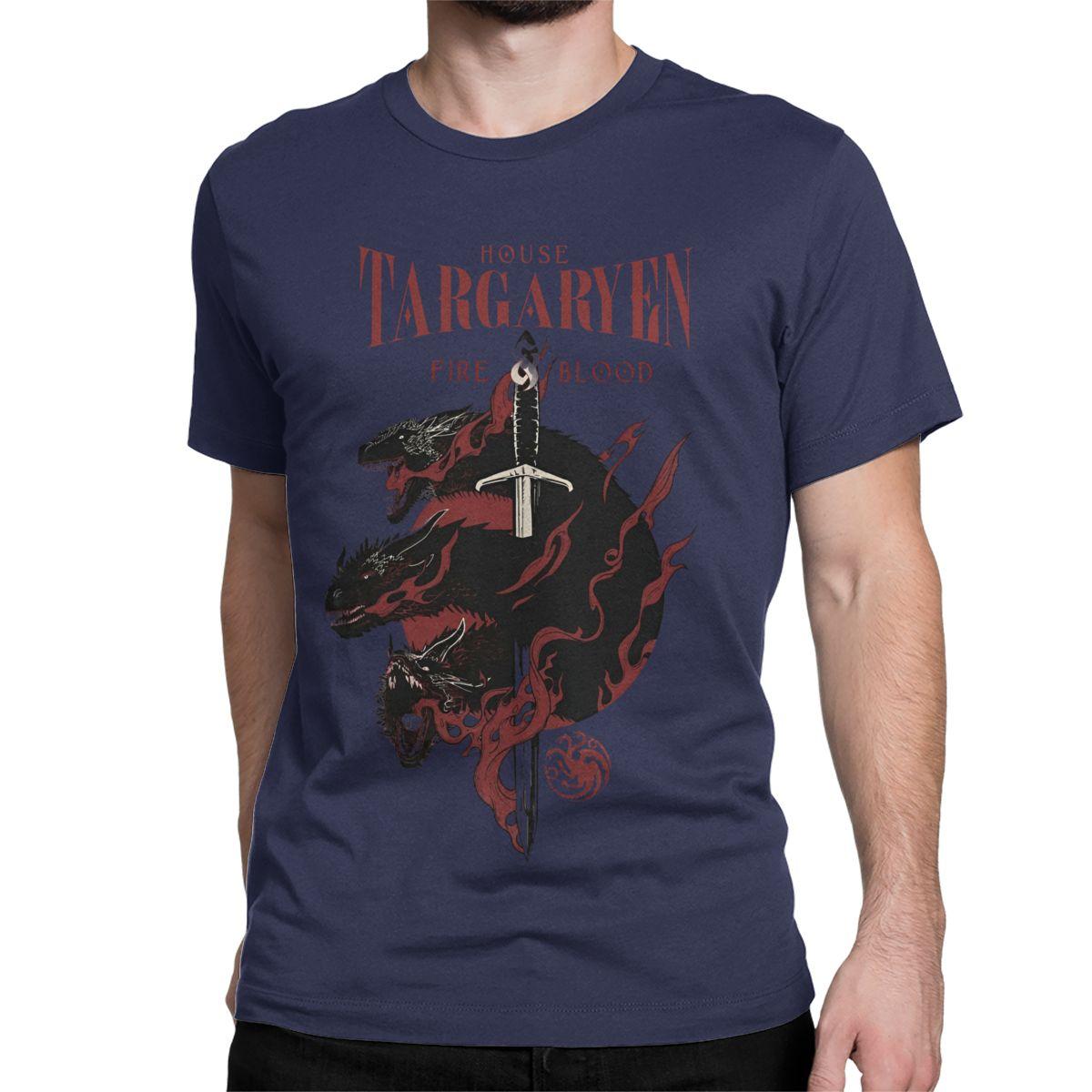 

House Targaryen Fire And Blood GOT TShirt for Men Women Amazing 100 Cotton Tee Shirt Round Neck T Shirt 4XL 5XL 6XL Tops 4XL