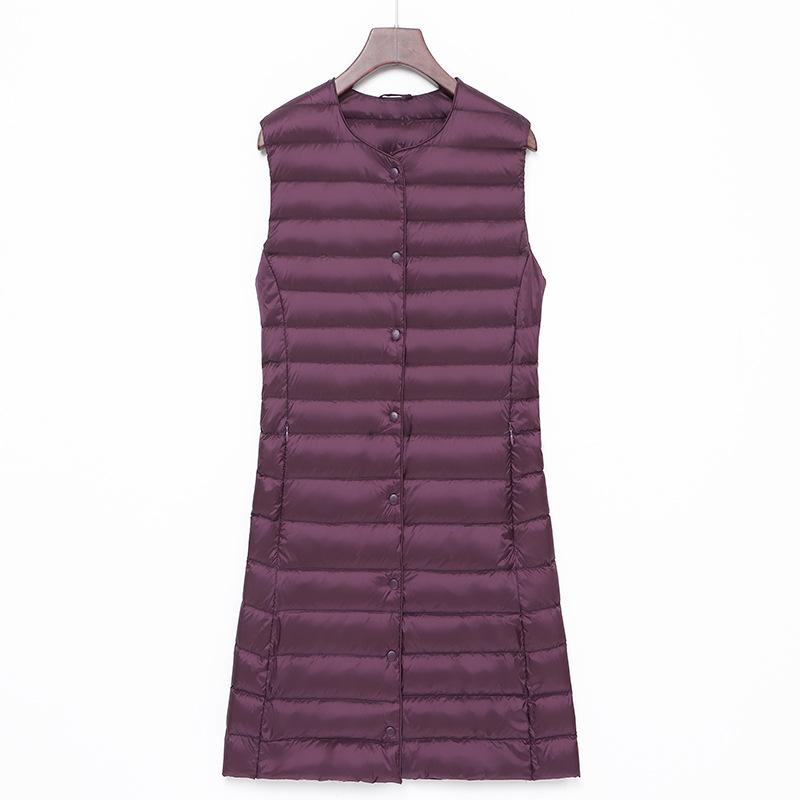 Medium and old light down jacket round neck liner women's winter vest medium and long inner with large size vest jacket