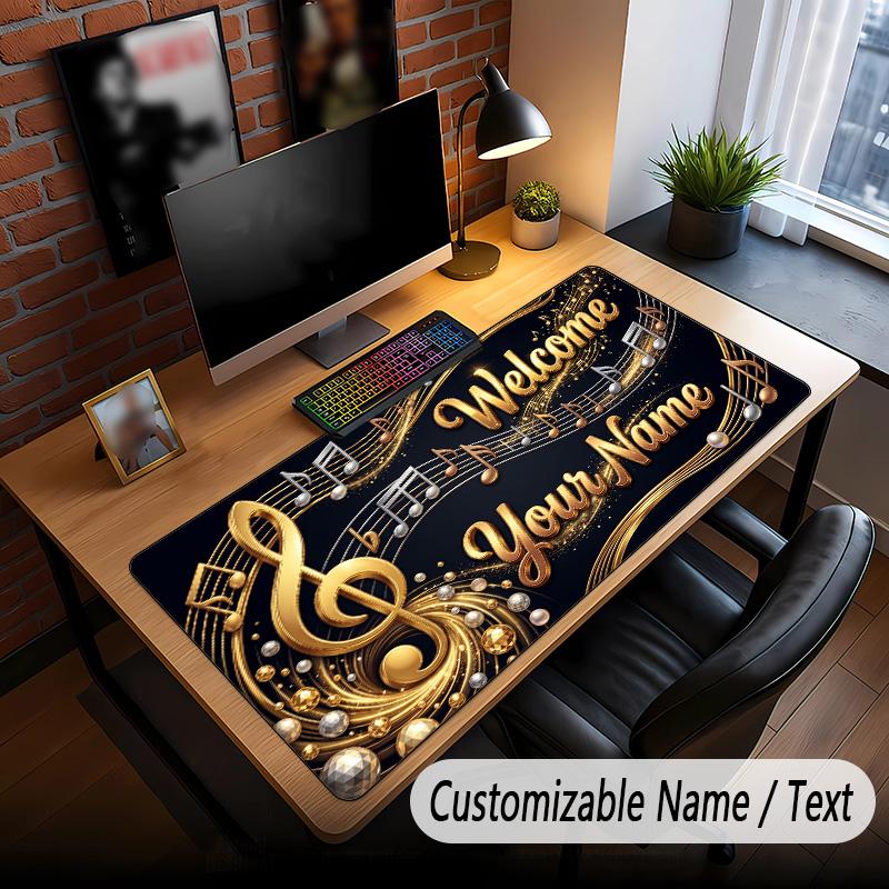 Music General Theme Custom Mouse Pad Personalized With Name Text Customized Desk Mat For Office Home Decor