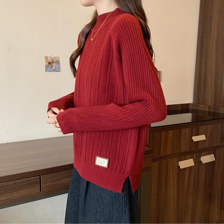 Dámský svetr s polorolákem Podzim Zima Volný Ležérní Pulovr Pletený top