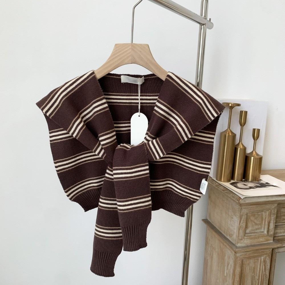 Classic Stripe Scarf Cloak Fake Collar Wraps Fashion Men Knitted Shawl  Clothes Decoration