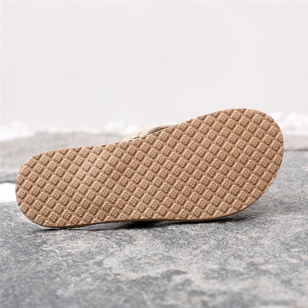 Ethnic Braid Women's Hemp Sandals Trendy Outdoor Flip-Flops Fashionable Flower Beach Toe Post Slippers