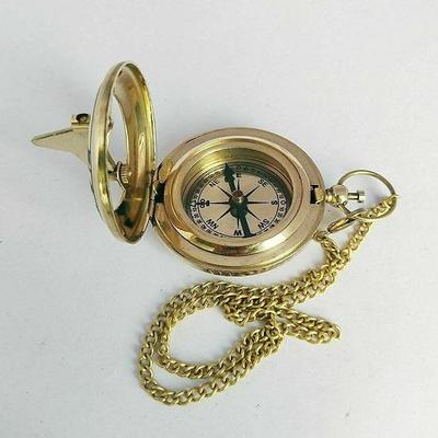 Vintage messing kompas drukknop zonnewijzer zak wandelen cadeau kompas
