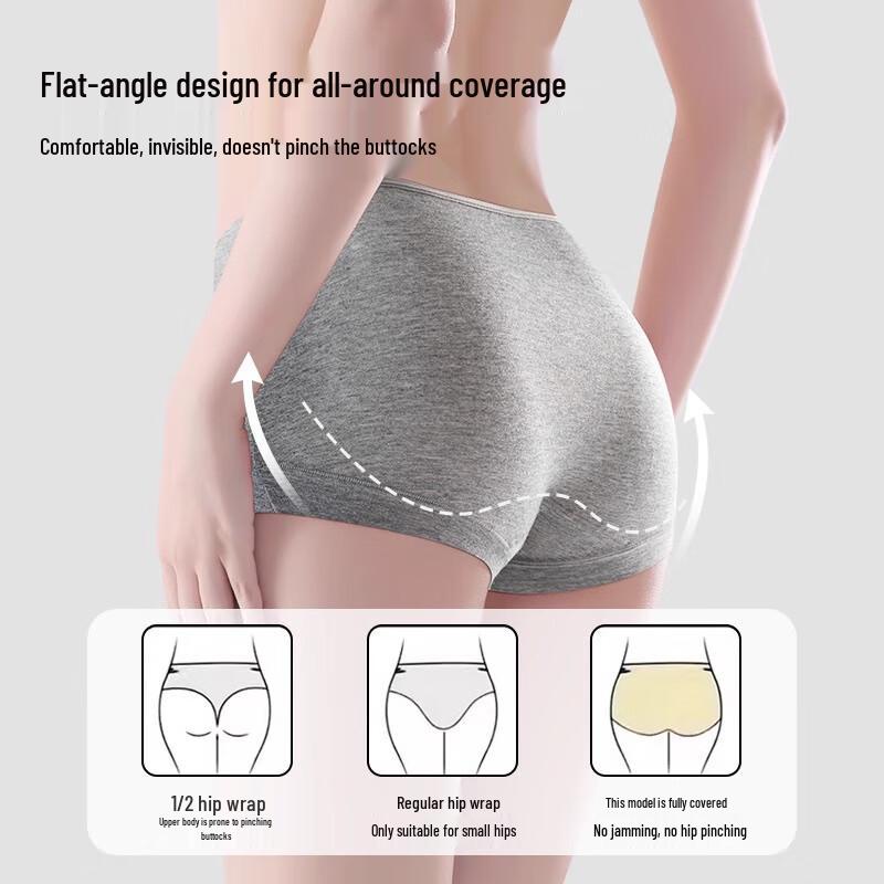 Xueqieman Women's High-Waist Antibacterial Cotton Boxer Briefs