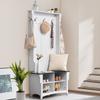 Hall Tree Wooden Hall Tree with Bench 5 Hooks for Entryway & Hallway