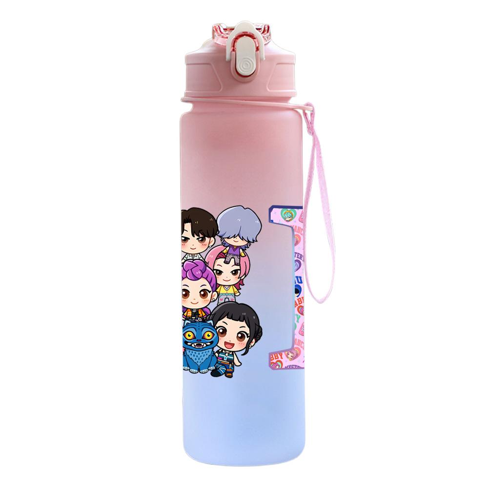 26 English Letter 750Ml Water Bottle K-Pop Demon Hunters Printed Large Capacity Drinking Cup Portable Outdoor Sports Water Cup Children Kid Gift