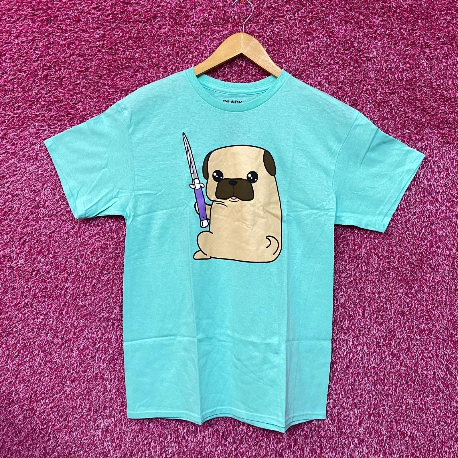 Kawaii Pug the Thug Butterfly Knife Doggo Black Matter Tee 4XL