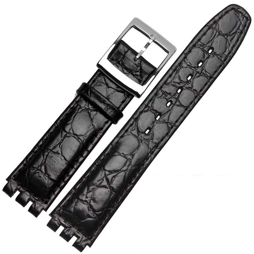 Часы Chocoman Swatch из натуральной кожи, водонепроницаемые, 3 пружинные шпильки и ремешок, ширина браслета 17 мм/19 мм, [Включает шпильки, инструмент для снятия, коробку]