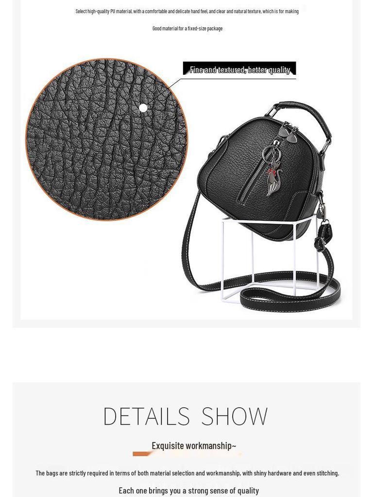 2024 Fashion Women's Small Round Crossbody Bag with Cute Pendant
