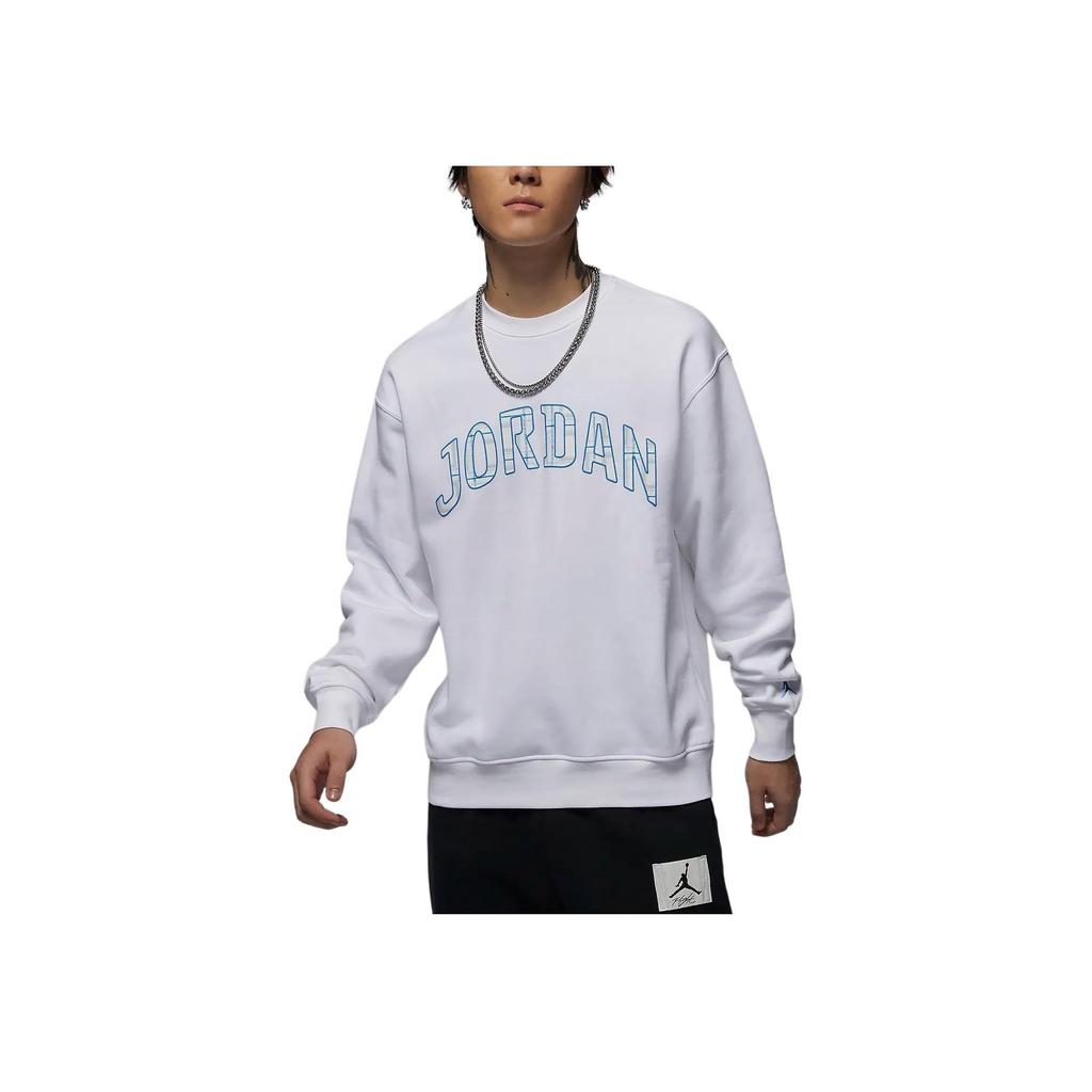 Jordan Essentials Letter Print Design Fleece Crewneck Sports Long Sleeve Sweatshirt Men sweatshirt White FV7461-100
