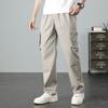 Pure cotton long pants men's thin large size loose casual pants trendy wear-resistant versatile straight-leg pants overalls