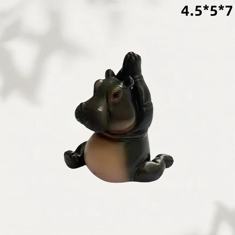 Cartoon Abstract Hippopotamus Resin Ornament Yoga Hippopotamus Crocodile Statue Home Office Desktop Ornament Decorative Item