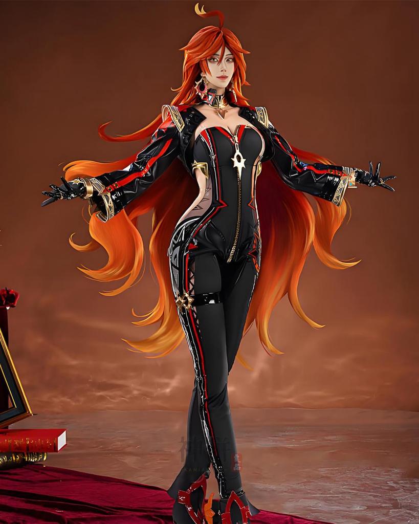 Cosplay Mavuika s parukou Enjin Genshin Cosplay Kostým Kostým pro dospělé Kulturní festival Akce Kostým jeviště Oblečení Mavuika Cosplay Paruka [Kamizu Ryohin]