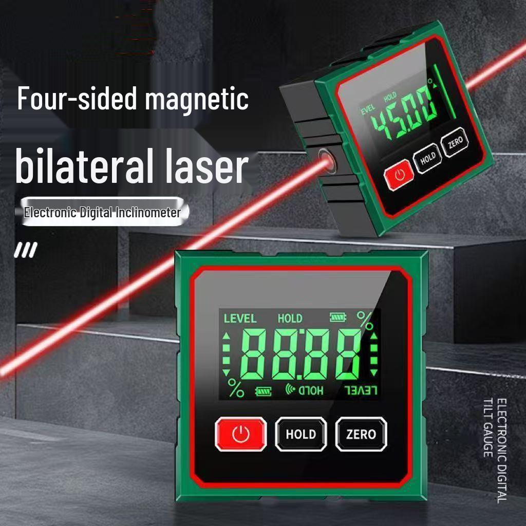 360° Magnetic Digital Inclinometer with Laser Level & High Precision Protractor