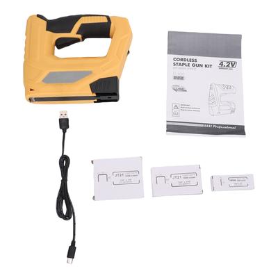 Elektrischer Tacker, 2-in-1 Akku-Tacker-Set mit 3000 Stück Nägeln und Klammern, 4,2V wiederaufladbarer Lithium-Ionen-Nagel