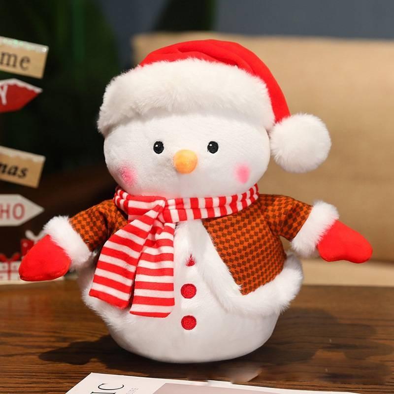 Adorable Plush Snowman Doll For Bedroom Decor Soft Stuffed Toy For Kids Christmas Gift