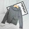 Kids Autumn Winter Ruffled Collar Knit Sweater Solid Stretchy Base Layer Top