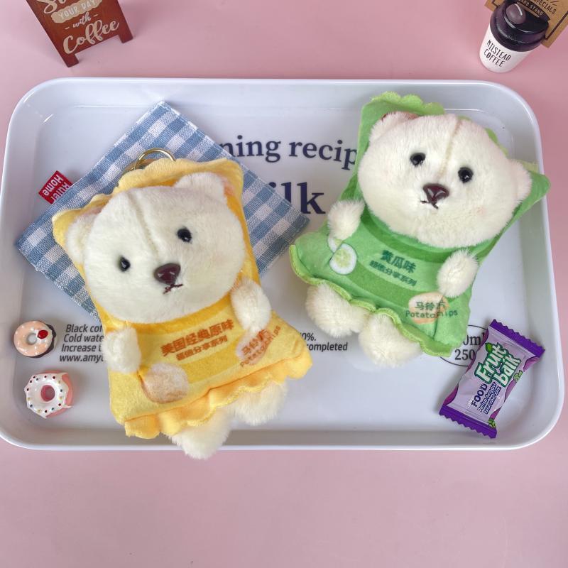 Chipsuri Noi Urs Pandantiv Creativ Păpușă de Pluș Breloc Drăguț Accesorii Ghiozdan Fetiță Păpușă Gustări