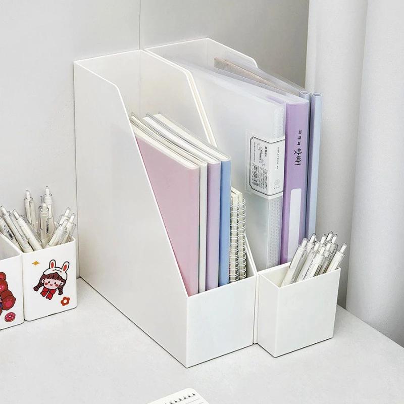 Desktop Book Storage Box Stationery Organizer Desk Storage Rack Bookshelf Pen Holder Organiser Cute Book Stand Bookcase File Box