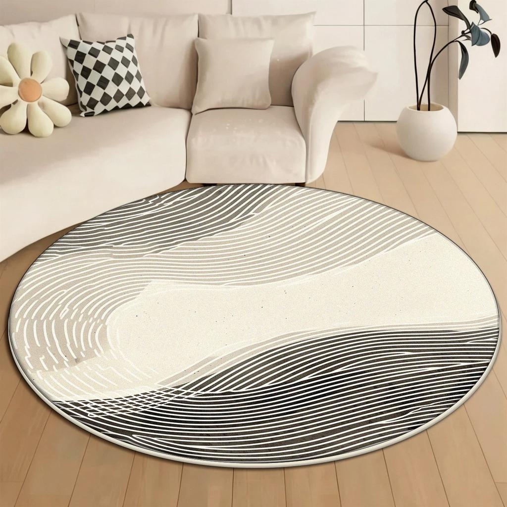 Moderner abstrakter runder Teppich für Wohnzimmerdekoration Schlafzimmer Bettseite Große Teppiche Lounge Büro Waschbare rutschfeste Fußmatten