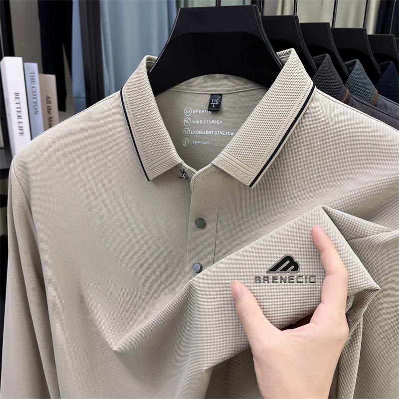 Men'S Long Sleeved T-Shirt Shirt Collar Polo Shirt 2025 Spring Autumn New Casual Wear Horse Logo
