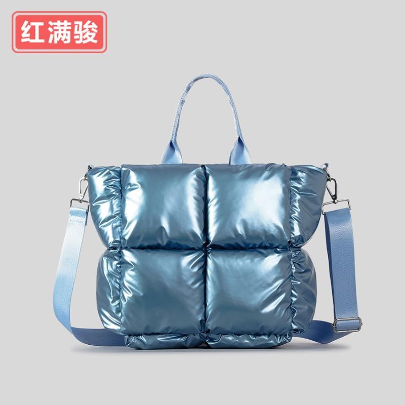 Down bag cotton clothes women's bag simple space bag solid color soft square filled shoulder handbag new