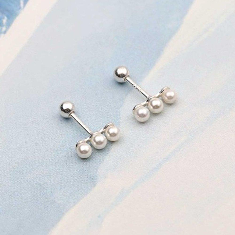 [Aslit] Silver Piercing Earrings, 925 Sterling Silver, Simple Wedding Jewelry