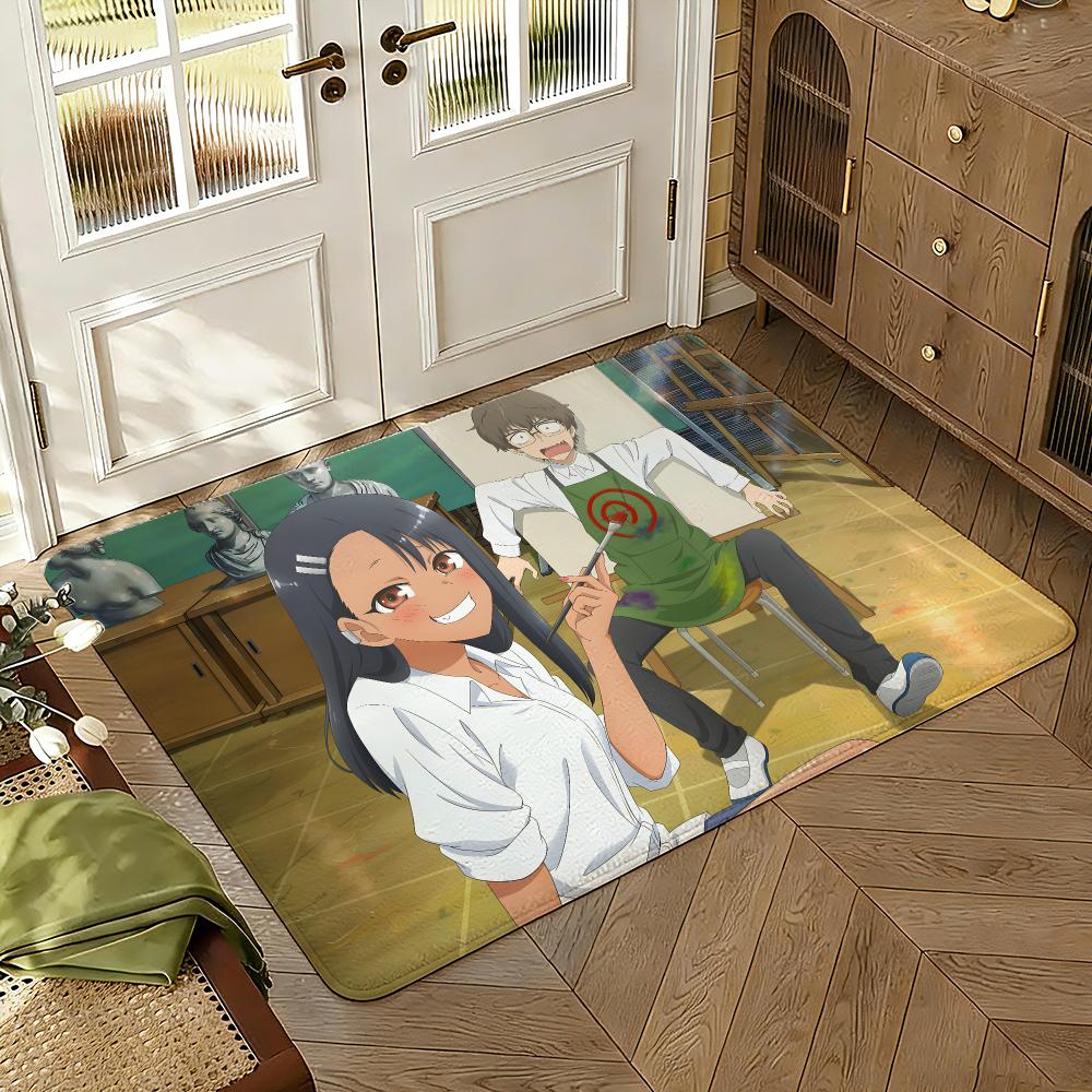 Anime Dont Toy With Me Miss Nagatoro Absorbent Non-Slip Floor Mat Flannel Rug Bedroom Living Room Door Mat Home Decor