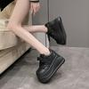 Fashion 8.5CM New Synthetic Microfiber Leather Women Platform Wedge Ladies Chunky Sneakers 2024 High Brand Fashion Vulcanize Pumps Shoes