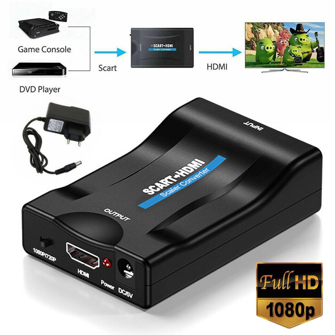 

PDTO конвертер Scart в HDMI AV аудио видео 1080P HD адаптер для ТВ-скейлера с вилкой европейского стандарта
