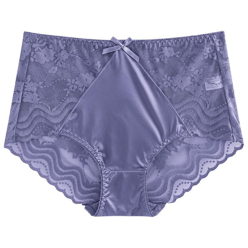 Big Size Lady Summer Sexy Lace Bow Hollow Out Without A Mark Pack Hip Lift Hip High Waist Triangle Briefs