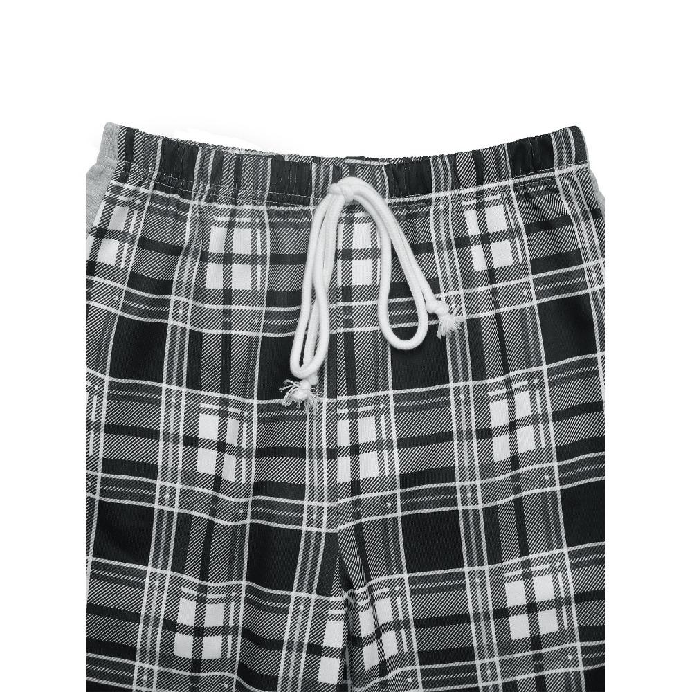 New Elastic Black and White Plaid Trousers Casual Plaid Splicing Wide-leg Pants for Women