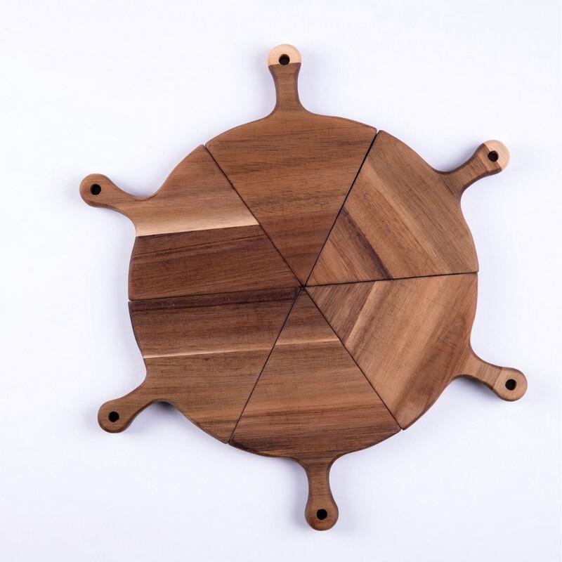 Acacia Wood Irregular Pizza & Serving Plate Set